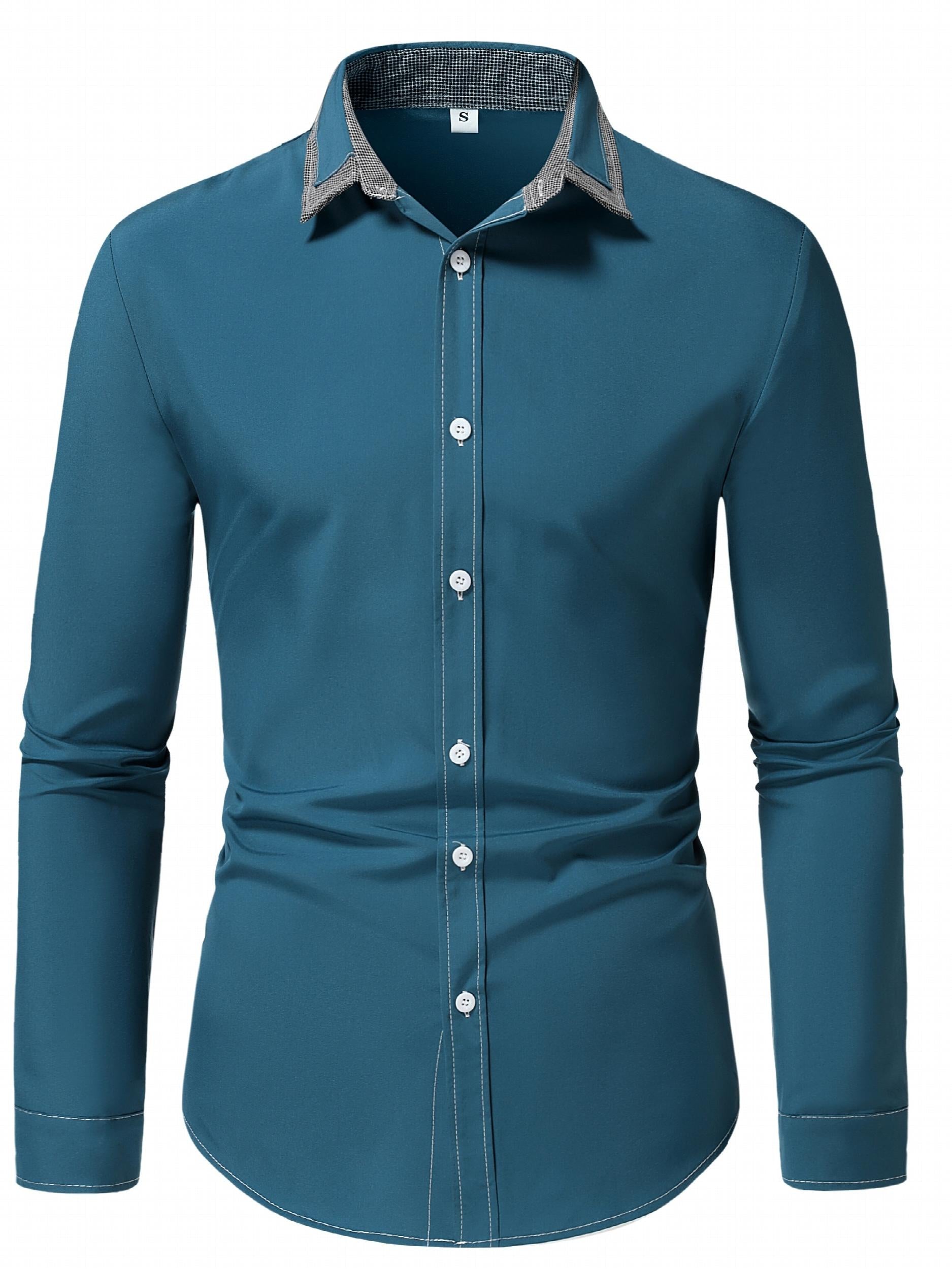 Men's Plaid Long Sleeve Dress Shirt