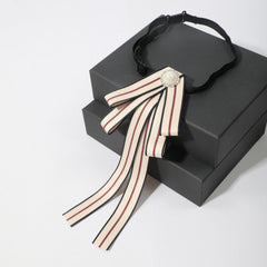 Women's Professional Bow Tie Faux Pearl & Rhinestone Ribbon Neck Tie