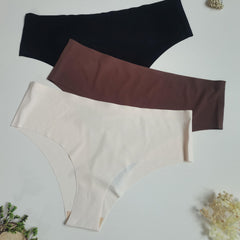 3 Pack Plus Size Basic Panties Set Women's Plus Solid Seamless Briefs