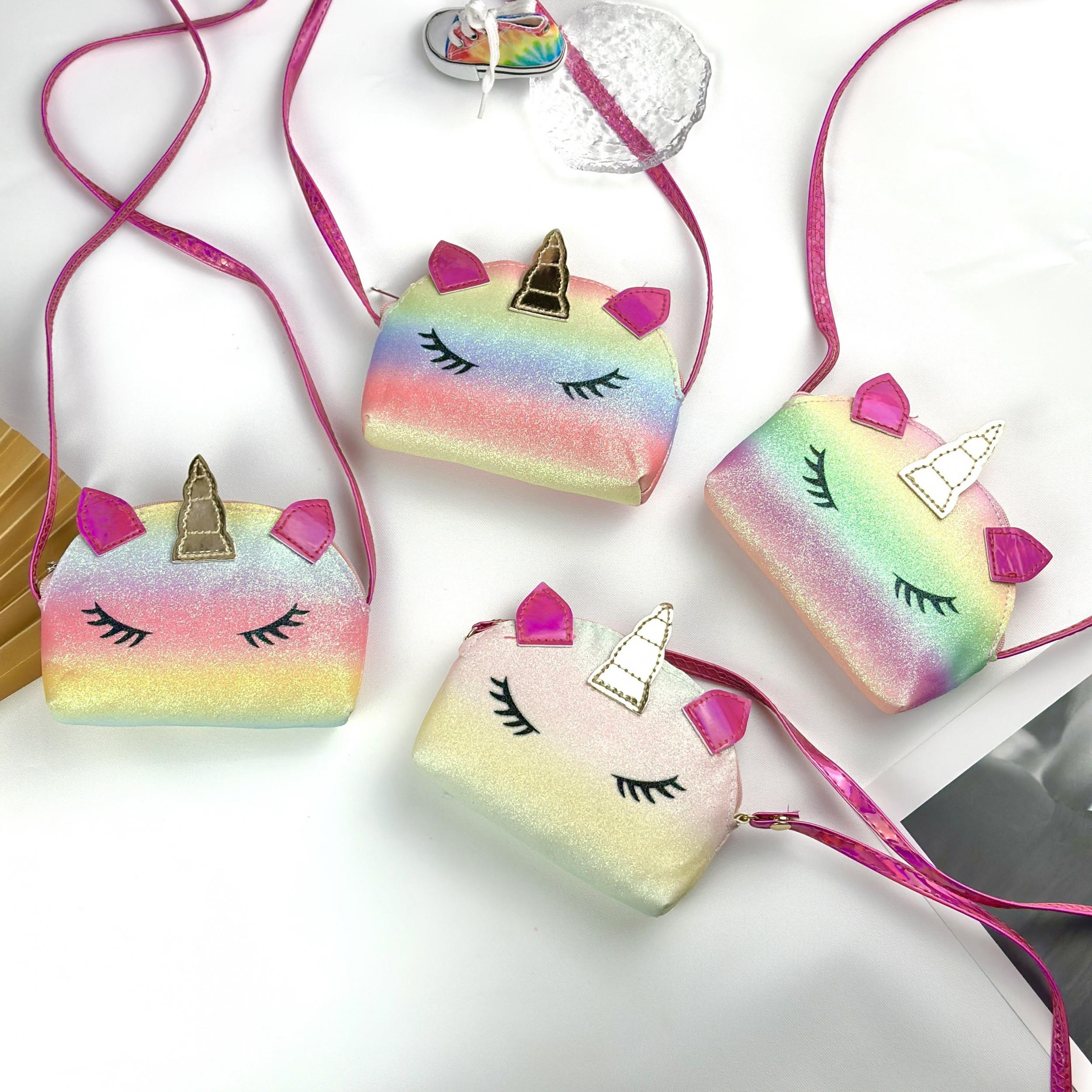 Kids Rainbow Unicorn Crossbody Bag Mini Coin Purse Handbag For Girls
