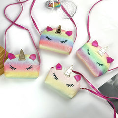 Kids Rainbow Unicorn Crossbody Bag Mini Coin Purse Handbag For Girls
