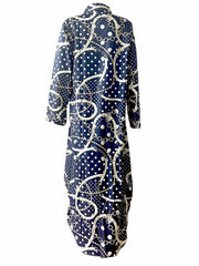 Polka Dot & Chain Print Shirt Dress Button Long Sleeve