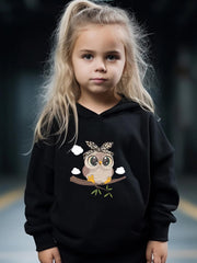 Owl Print Girls Sports Outfit Set for Spring & Fall
