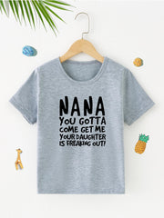 Boy's Funny Letter Print Short Sleeve T-shirt for Summer