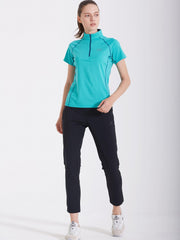 Quick Dry Mock Neck Zip Up Sports Shirt Women's Summer Top