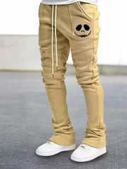 Smiling Skull Print Men's Sweatpants Stretch Sports Pants