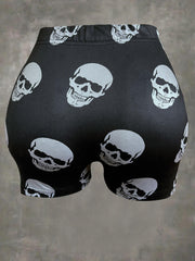 Gothic Skull Skeleton Hand Cross Print Women's Shorts 3-Pack