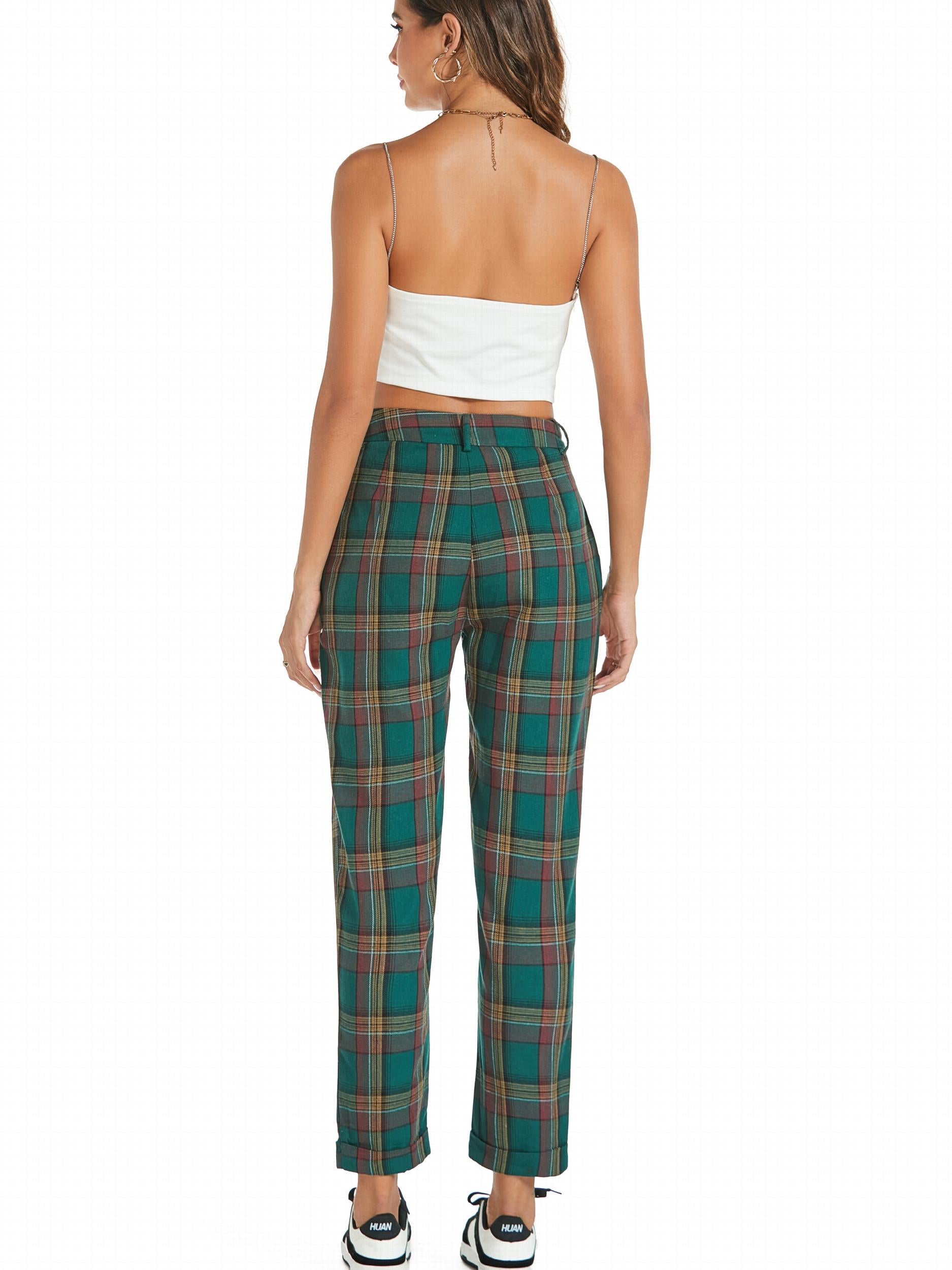 Vintage Plaid High Waist Pants