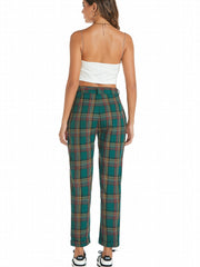 Vintage Plaid High Waist Pants