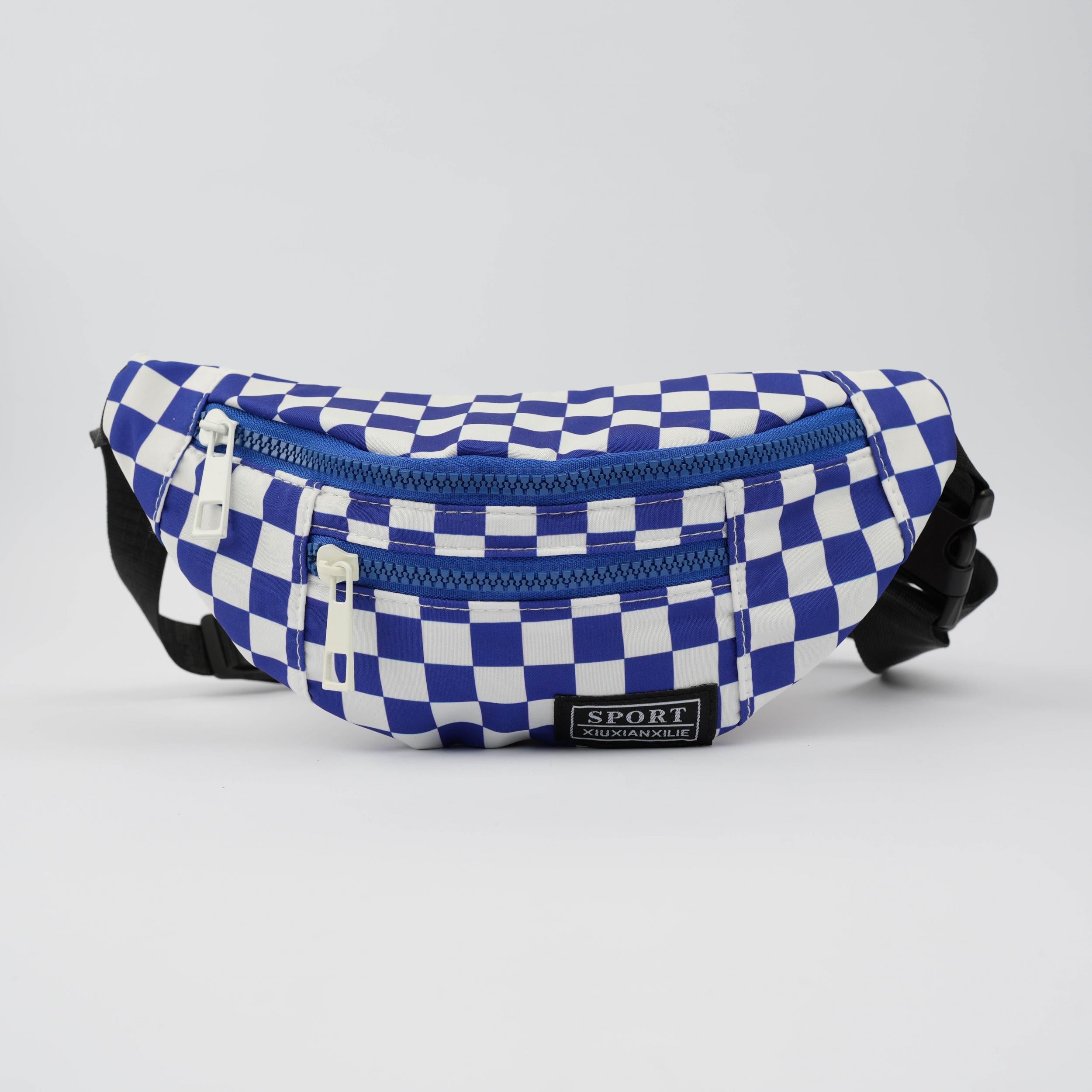 Unisex Checkerboard Zipper Fanny Pack Bag Sling Bag