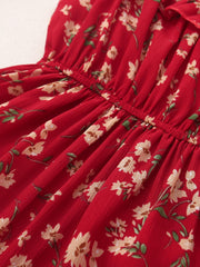 Girls Sweet Floral Ruffled Dress Sleeveless Ditsy Dress