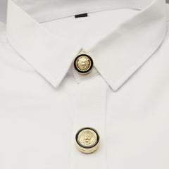 2 Pack Lion Head Shirt Clips Men Women Golden Tone Metal Buttons Decor