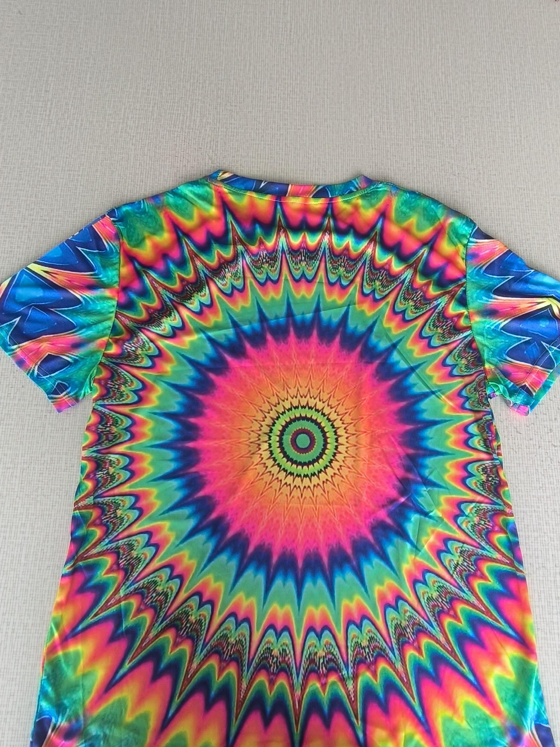 Men's 3D Swirl Print T-shirt Casual Stretch Crew Neck Tee