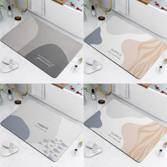 Geometric Pattern Floor Mat Soft Bath Rug Diatom Mud Bath Mat Absorbent Carpet