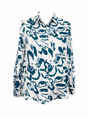 Plus Size Casual Blouse Women's Plus Print Long Sleeve Button Up Shirt