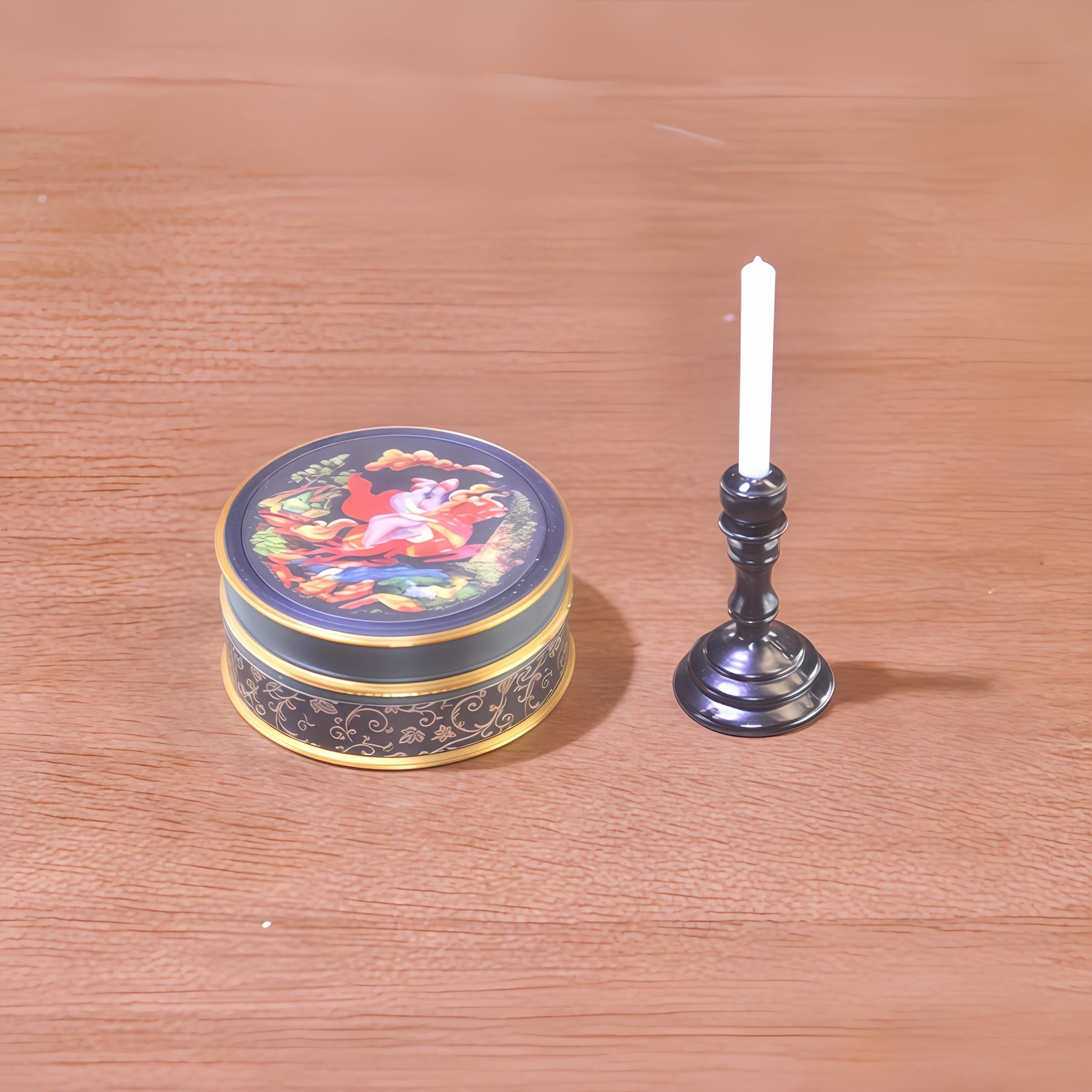 1:6 Scale Sewing Box & Candlestick Set Vintage Style Dollhouse Accessories