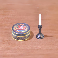 1:6 Scale Sewing Box & Candlestick Set Vintage Style Dollhouse Accessories