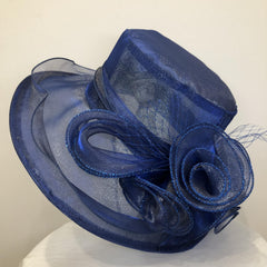 Organza Derby Hat Solid Flower Sun Hat Church Hat For Women