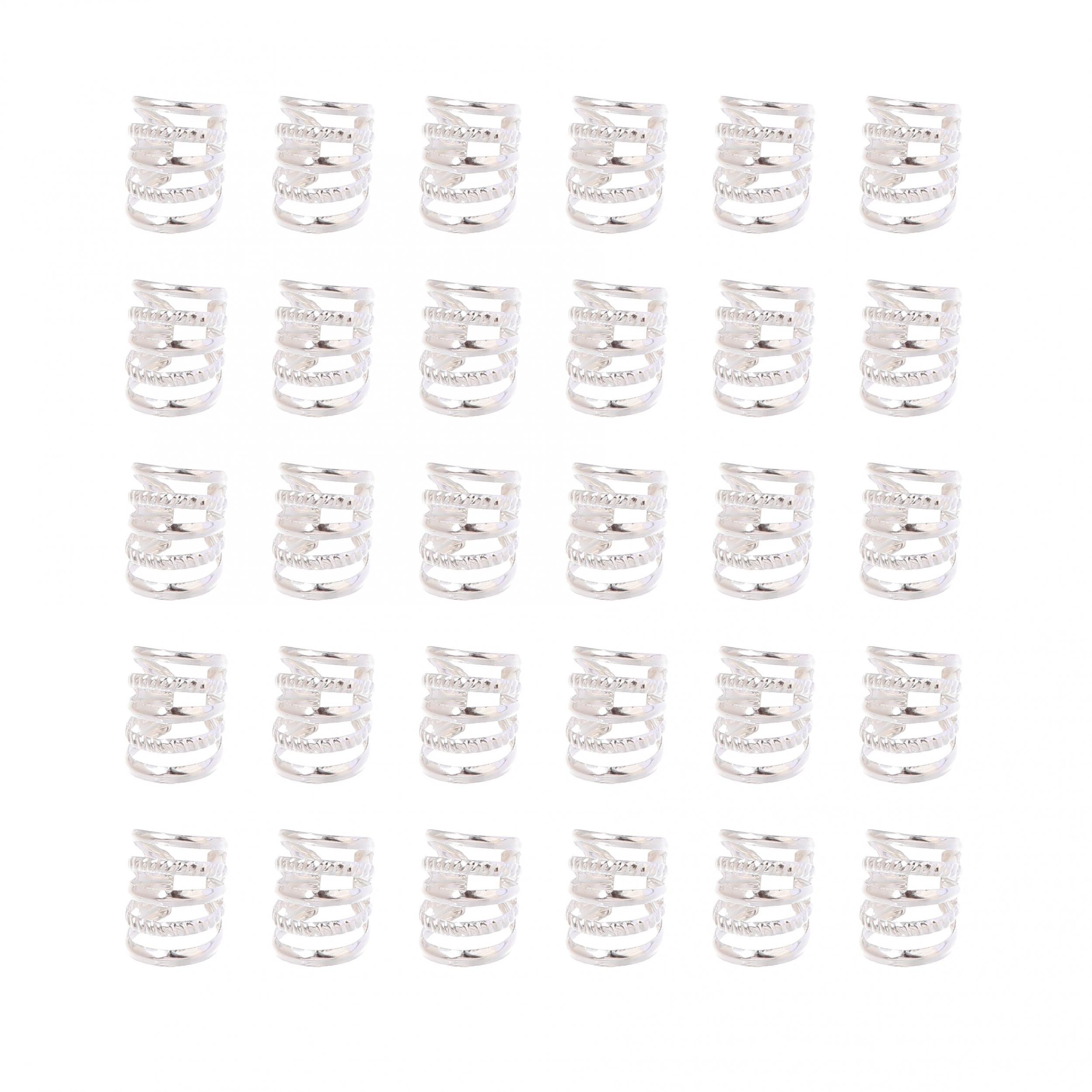 30pcs Silver Hollow Braided Metal Hair Clip Accessories Vintage Style Headpieces
