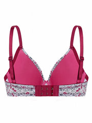 2pcs Floral & Solid Push Up Bras Comfy & Breathable Women's Lingerie
