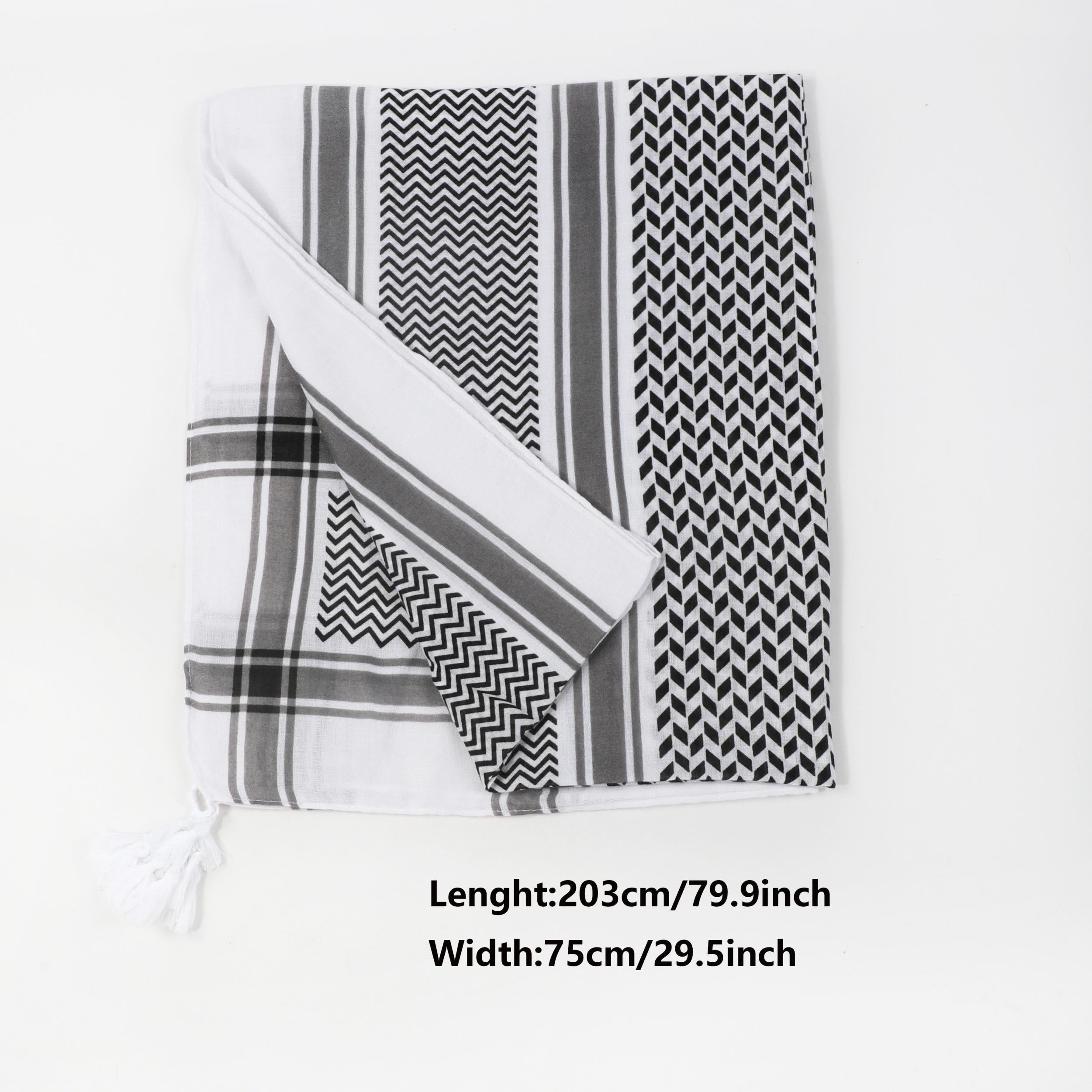 Men's Grey Striped Folding Line Scarf Headscarf