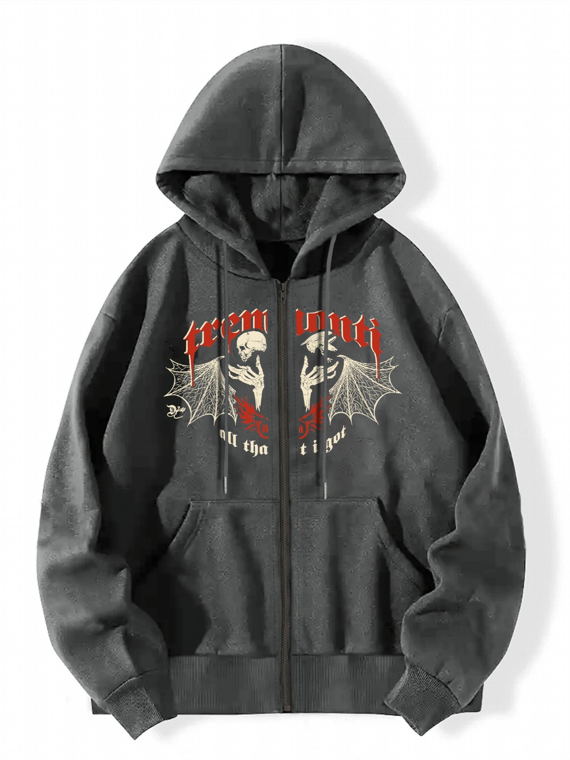 Skull Graphic Hooded Sweatshirt Zip-Up Hoodie