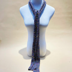Gray Dotted Thin Scarf Solid Knitted Neckerchief Long Narrow Neck Scarf
