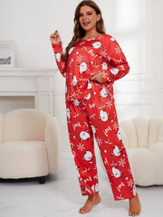 Christmas Loungewear Set: Plus Long Sleeve T-Shirt & Pants