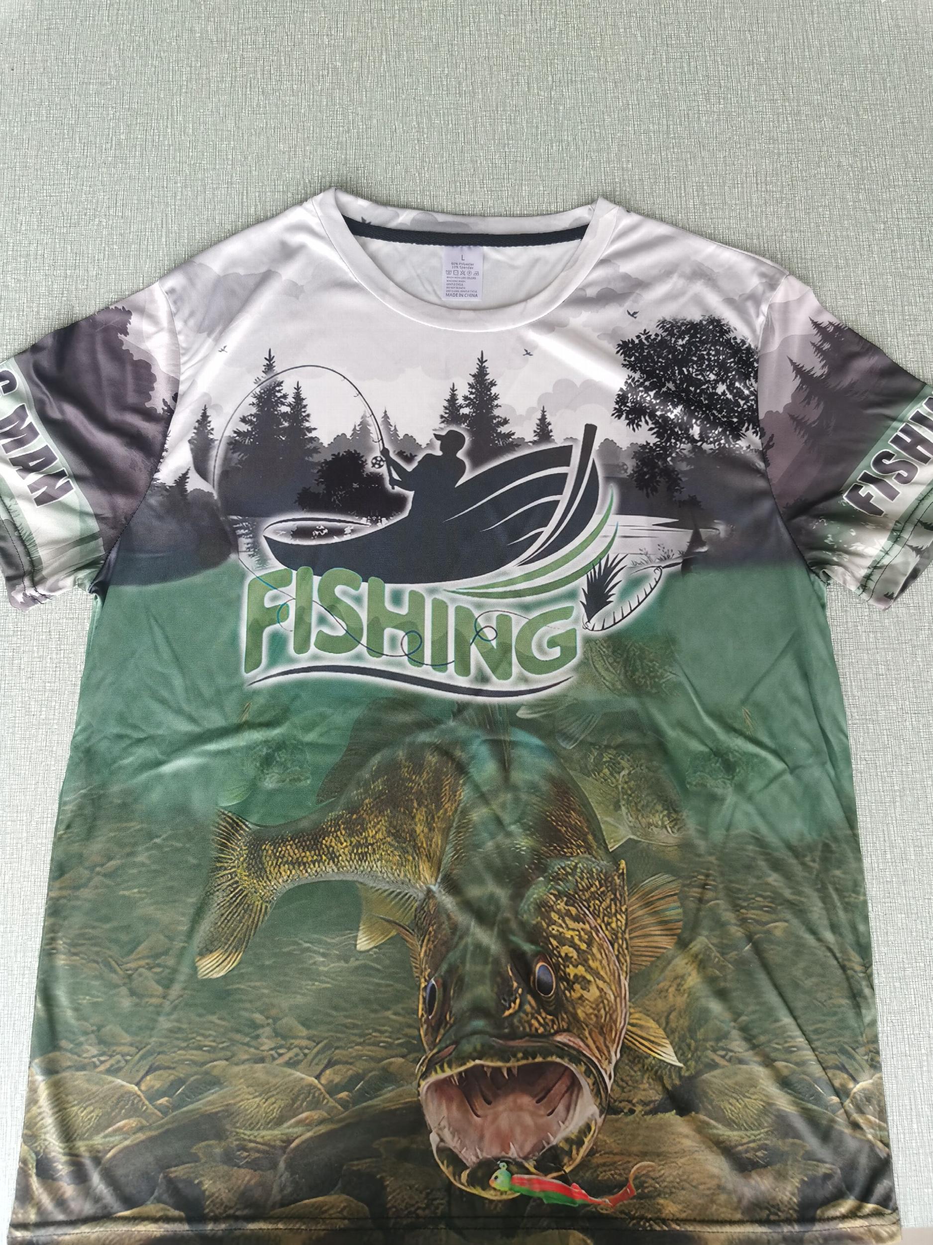 Fishing Theme 3D Print Men's Graphic T-shirt Short Sleeve Pullover Tops
