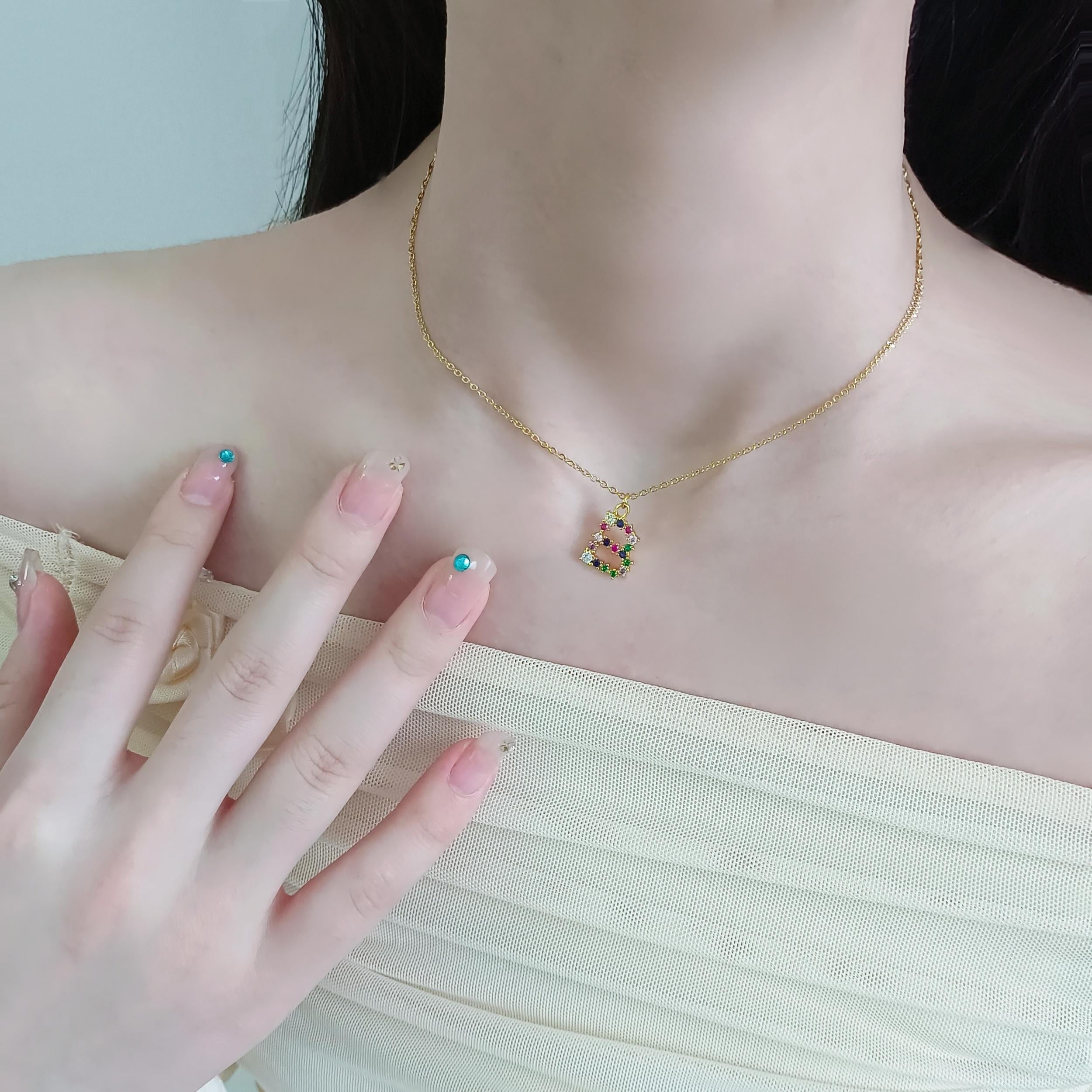 Colorful Letter P Pendant Necklace for Girls