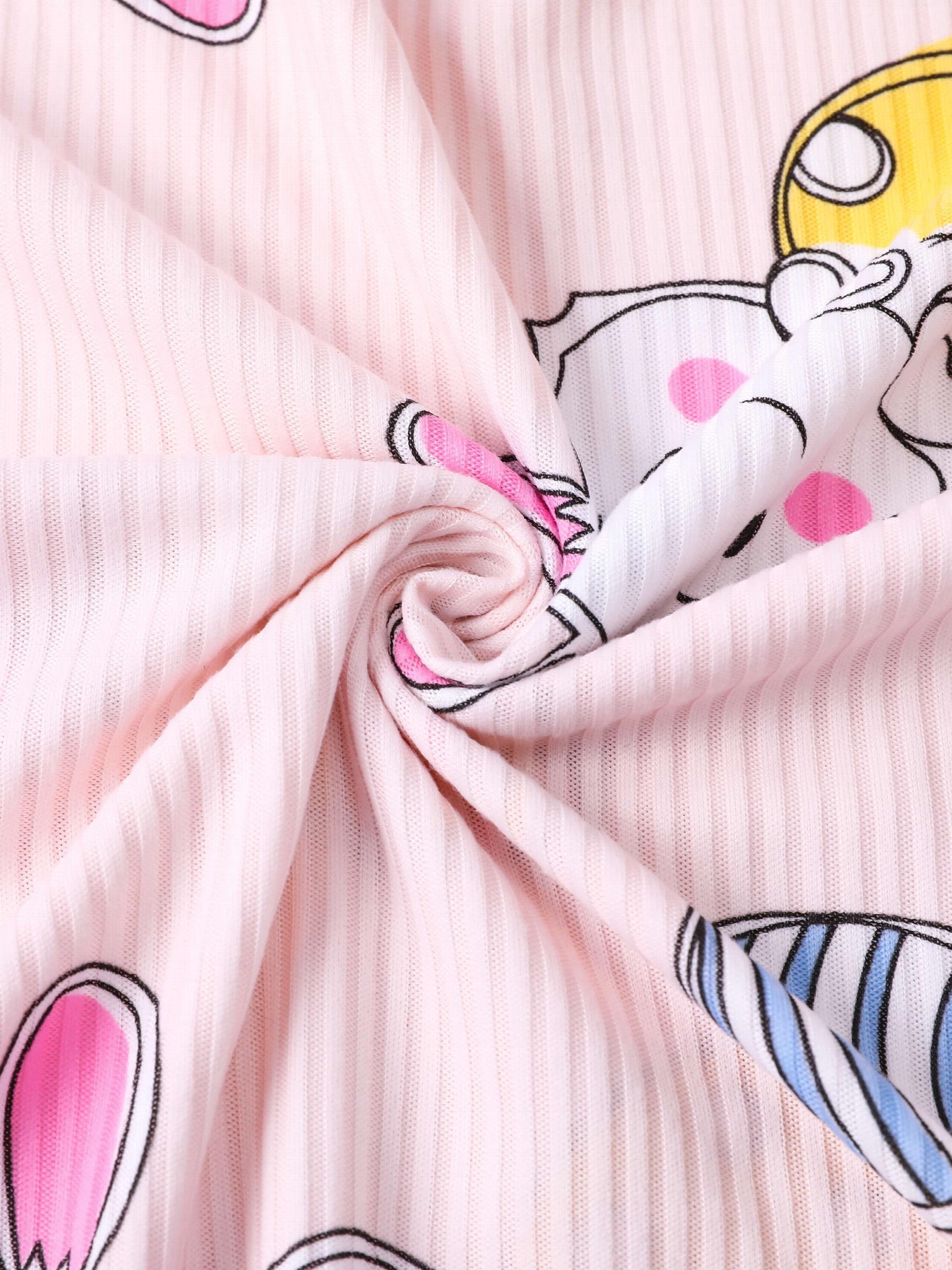 Easter Pajamas Set Women's Plus Cartoon Bunny & Easter Egg Print