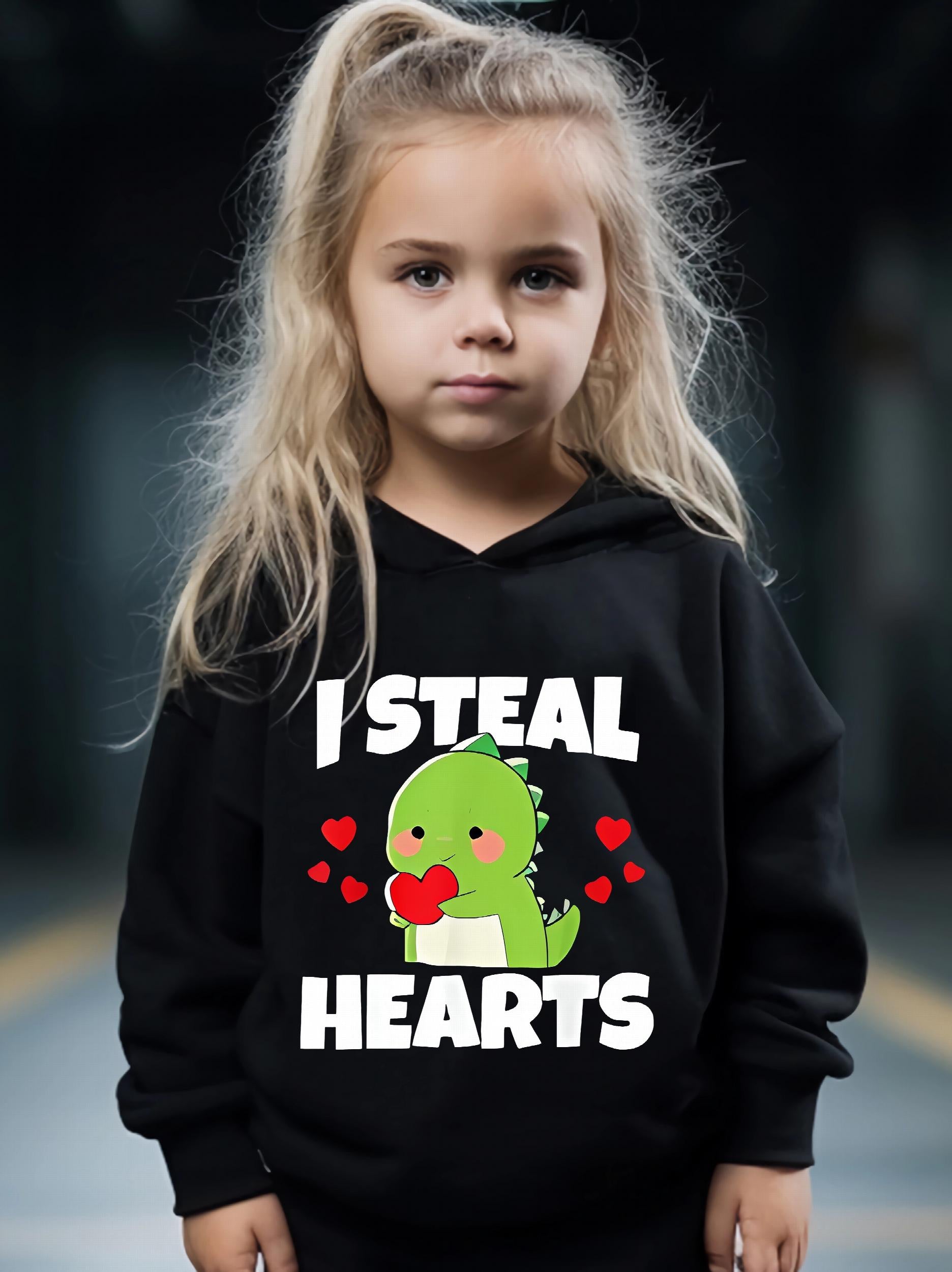 2pcs Dino Graphic Hoodies Pants Set Spring Fall Sports Gift Girls