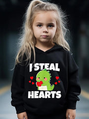 2pcs Dino Graphic Hoodies Pants Set Spring Fall Sports Gift Girls