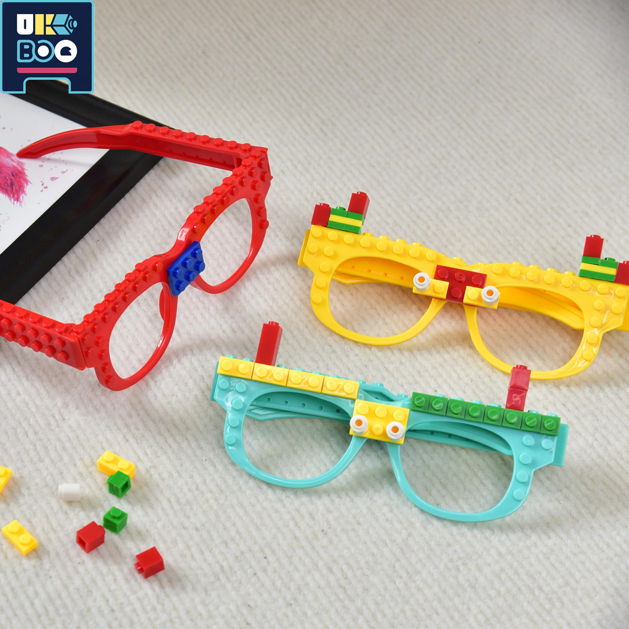 UKBOO DIY Building Bricks Glasses Toy for Kids - Colorful ABS Plastic Blocks