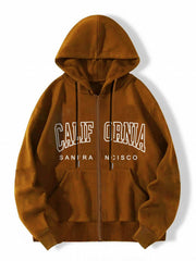 Letter Graphic Hooded Sports Sweatshirt for Women
