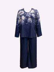 Women's Plus Floral Print Long Sleeve Top & Loose Pants Set