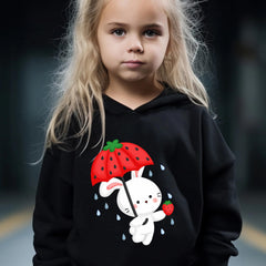 Girls Rabbit Pattern Hooded Sweatshirt and Sweatpants Set