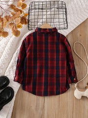 Baby Girls Plaid Shirts Button Down Lapel Long Sleeve Spring And Autumn