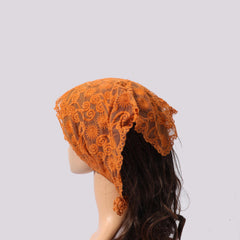 Vintage Lace Triangle Scarf Solid Wave Sun Embroidery Mantilla Head Covering