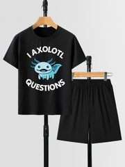 Axolotl Pattern Boy's 2pcs T shirt & Shorts Set