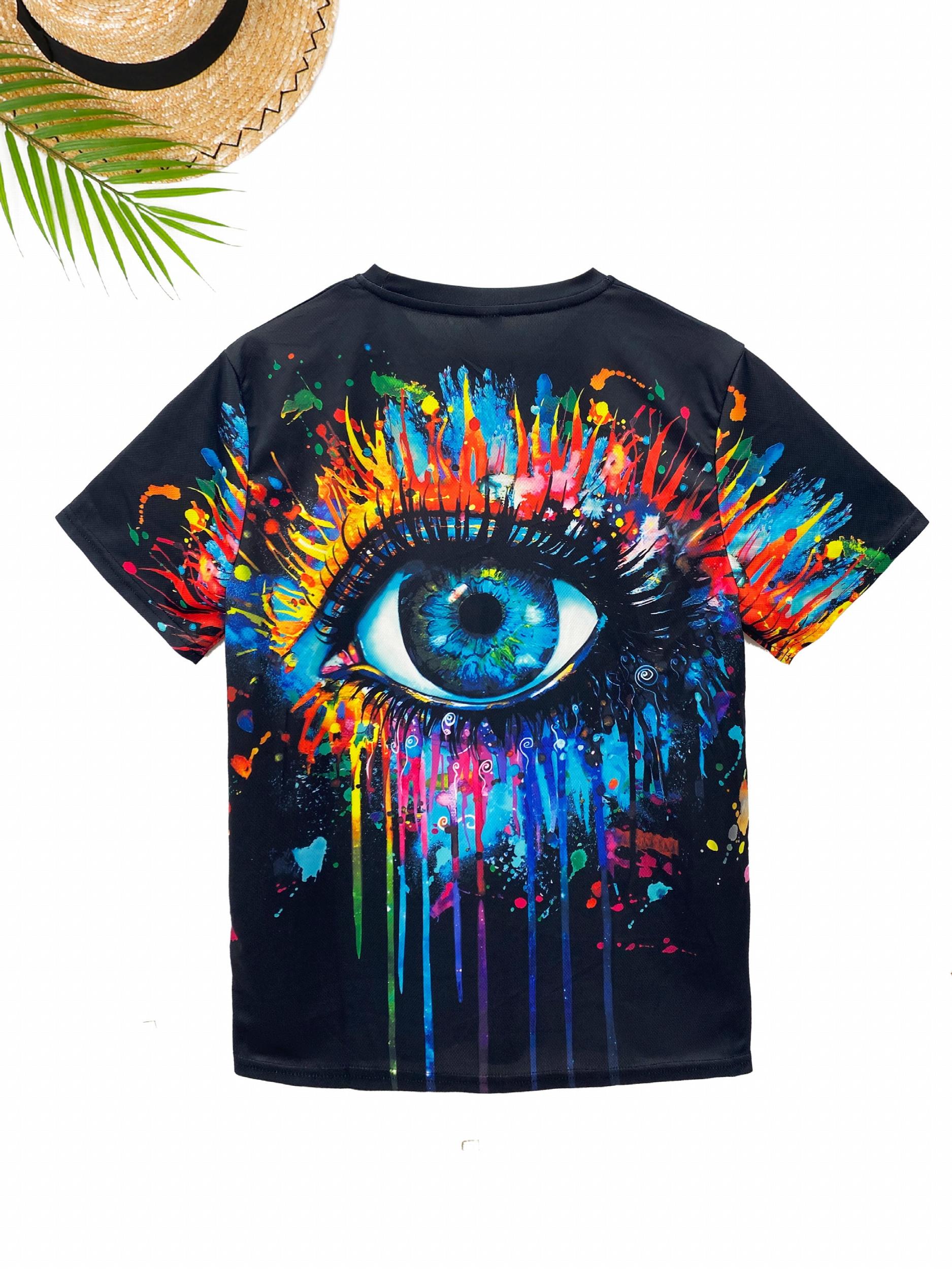 Totem Pattern Men's 2-Piece Outfit: T-shirt & Drawstring Shorts Set