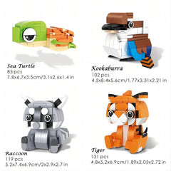 85 pcs Animal Building Blocks Turtle Raccoon Rabbit Tiger Kookaburra Beagle