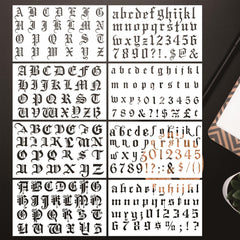 8pcs Old English Lettering Stencils Gothic Font Templates for Drawing