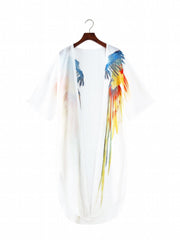 Parrot Print V Neck Cover Up & Pants 2 Piece Set