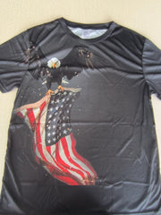 Men's 3D American Flag Eagle T shirt Active Top for Outdoor