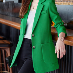 Solid Blazer Lapel Long Sleeve Work Office Outerwear Women's Clothing