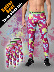 Men's 3pcs Solid Leggings Active Quick Drying Sports Compression Pants