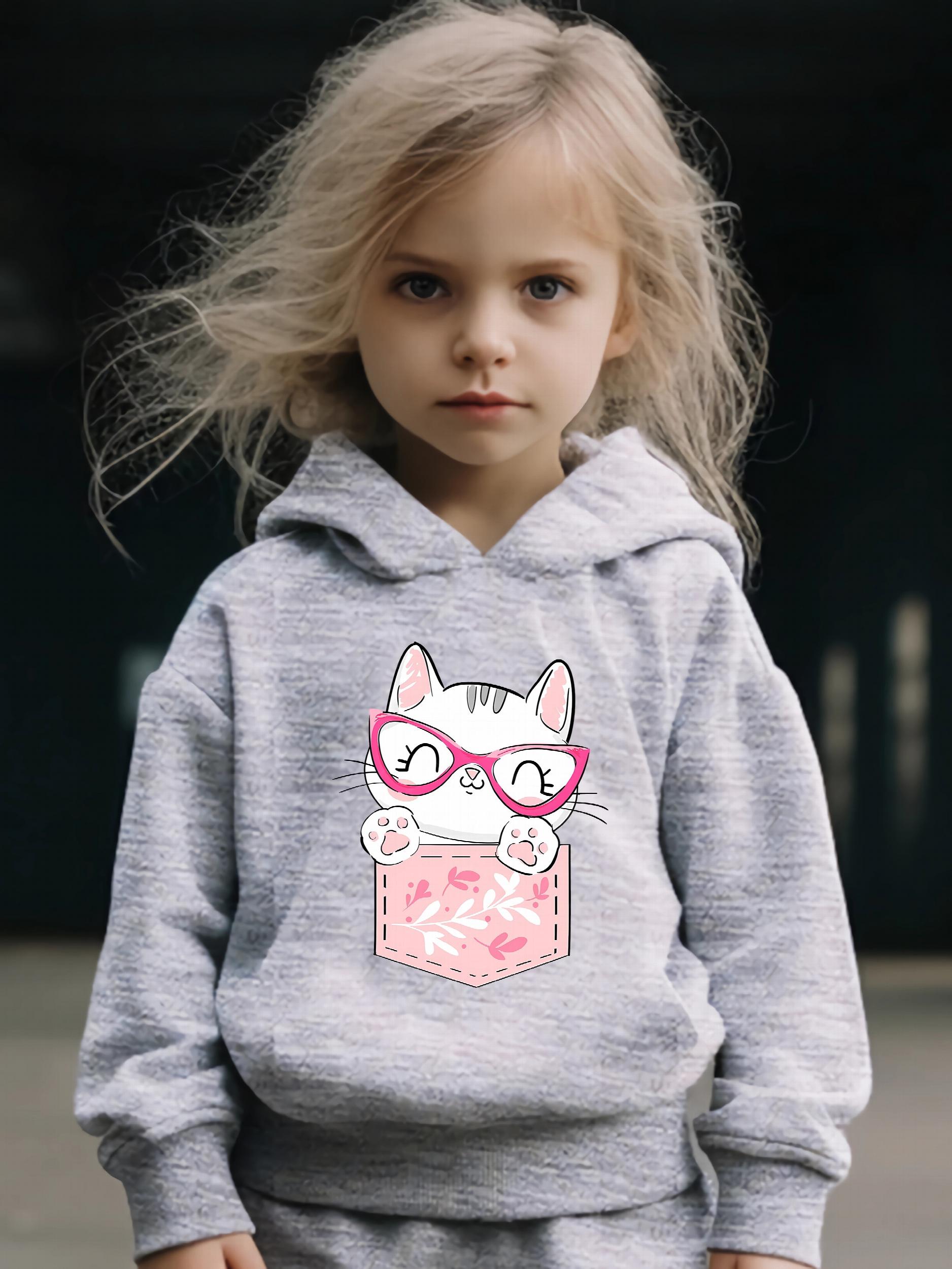 Kid's 2pcs Cartoon Cat Hoodie & Pants Set