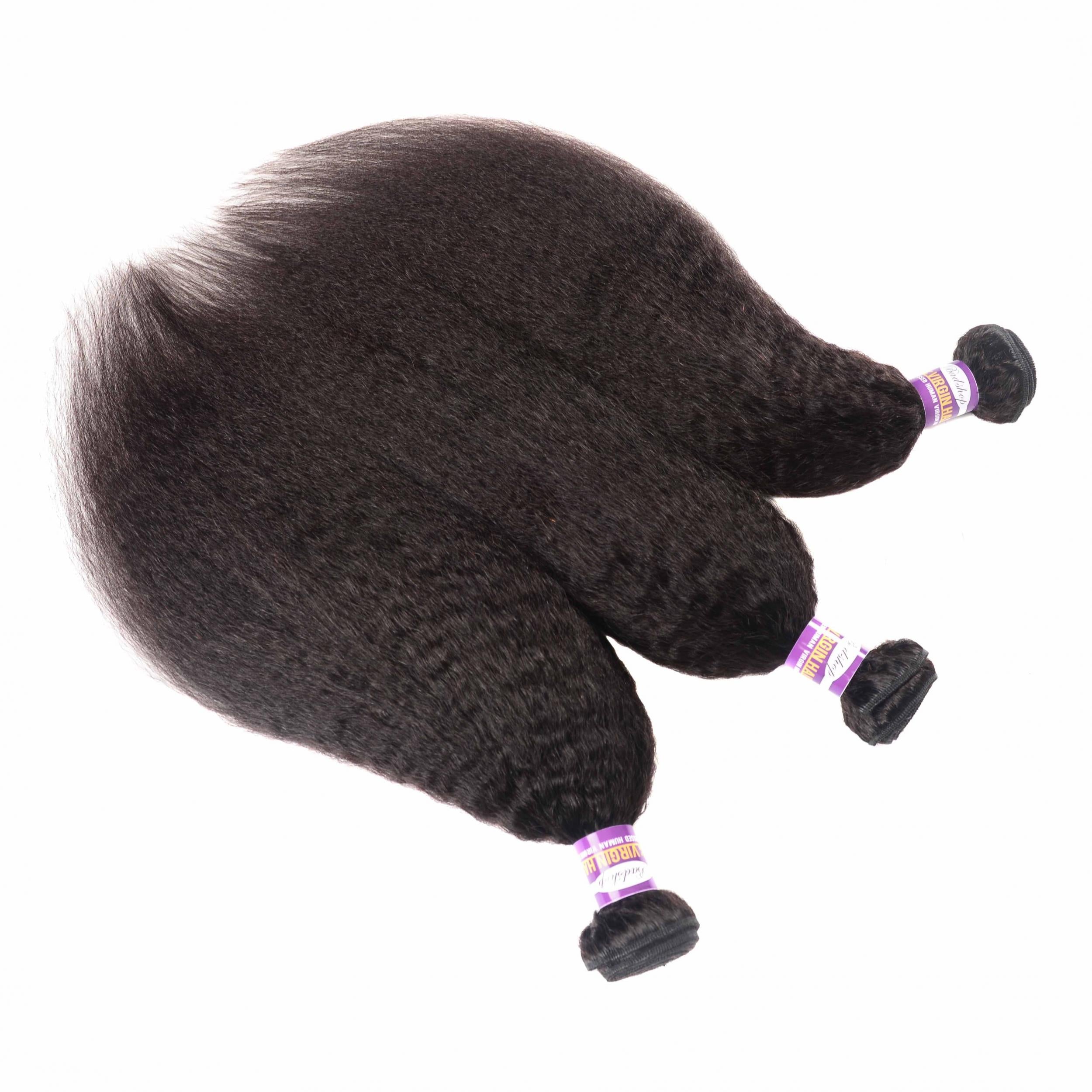 3pcs 10-30in Brazilian Human Hair Weave Wigs 10A Kinky Straight Bundles