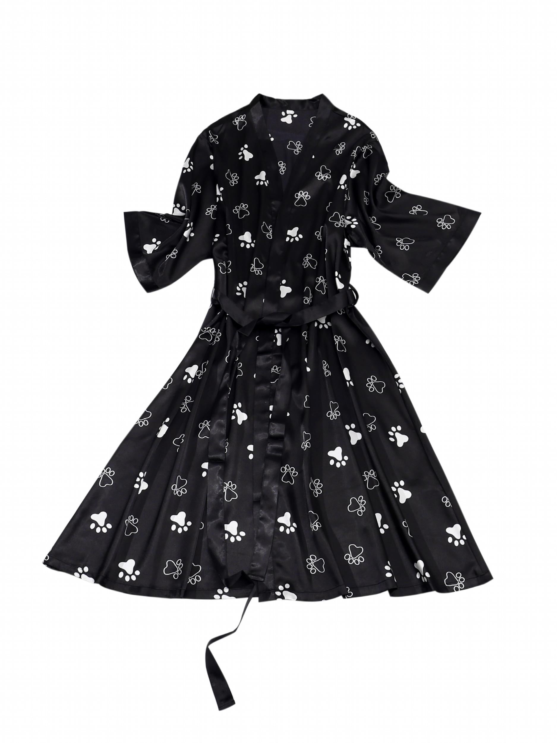 Dog Paw Print Cami Dress & Robe Set